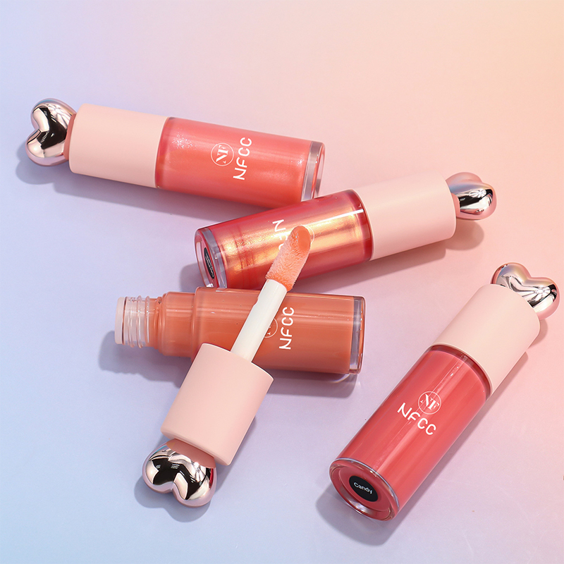 Heart Tube Peach Pink Color Waterproof Lip Gloss
